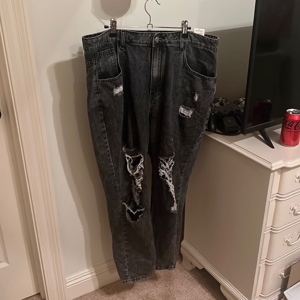 black ripped jeans